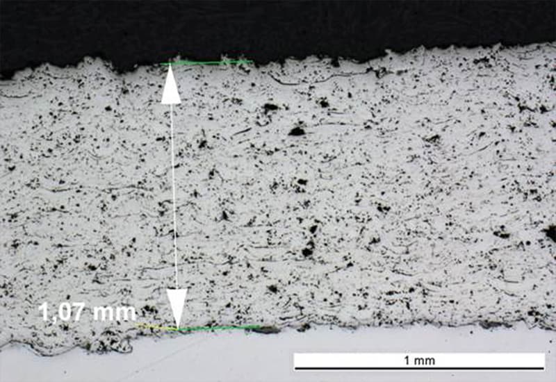 Mircosection of arc coating molybdenum